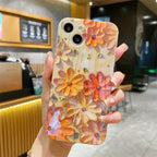 Yellow Oil Painting Flowers Phone Case Rhinestone Epoxy - Viexta