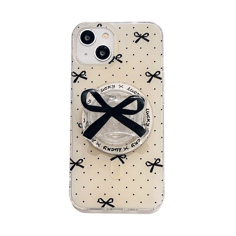 Polka Dot Bow Magnetic Strap iPhone Case