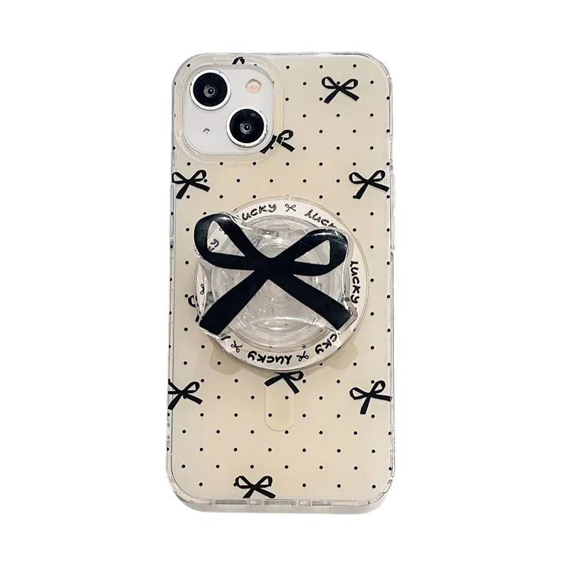 Polka Dot Bow Magnetic Strap iPhone Case - Viexta