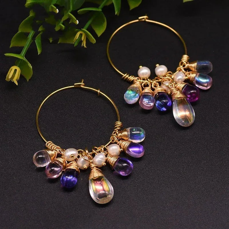 Pearl Czech crystal earrings - Viexta