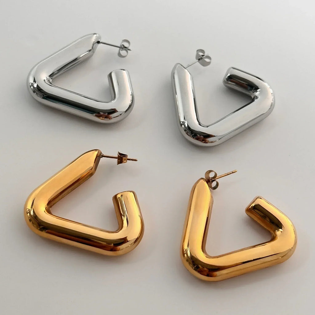 Charm Temperament Titanium Steel Triangle Earring - Viexta