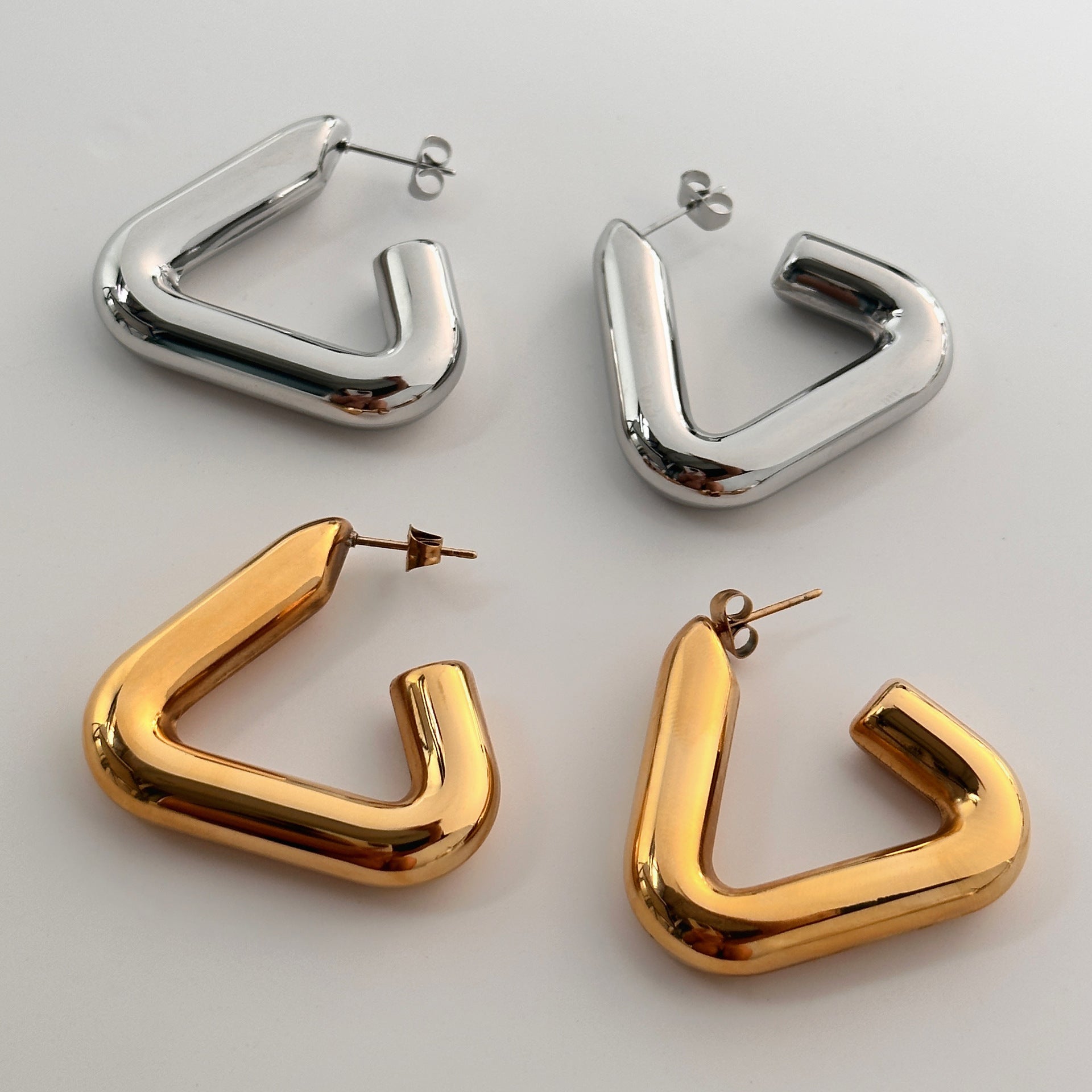 Charm Temperament Titanium Steel Triangle Earring