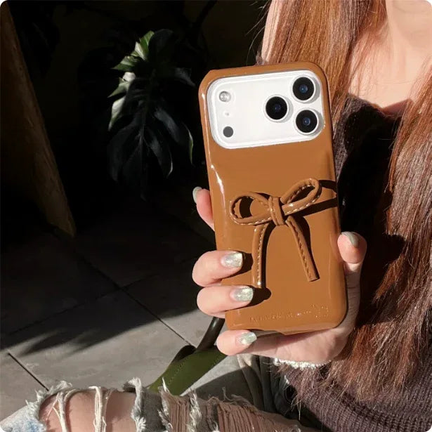 French-style Instagram 3D Solid-color Bow iPhone Case - Viexta