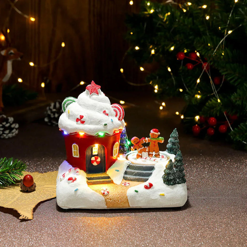 Christmas Rotating Resin Luminous Music Box Ornaments - Viexta