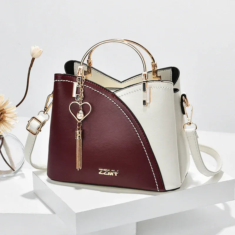 Color Block Handbag Love Tassel Decor Crossbody Bags For Women - Viexta