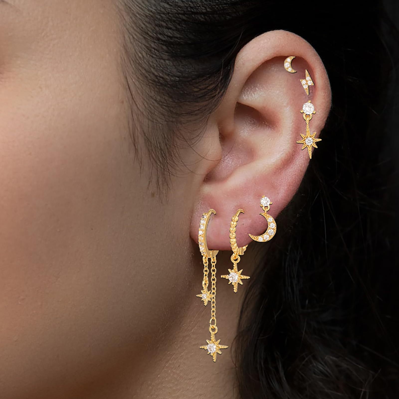 14k 6piece Women's Ear Stud Set