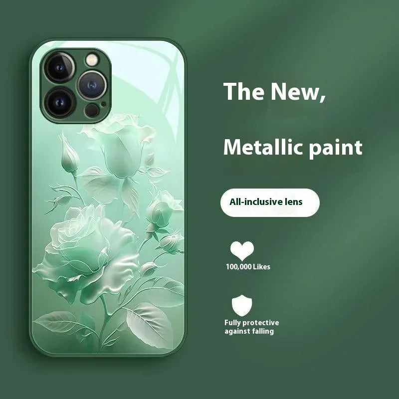 blooming-rose-glass-painted-iphone-case - Viexta