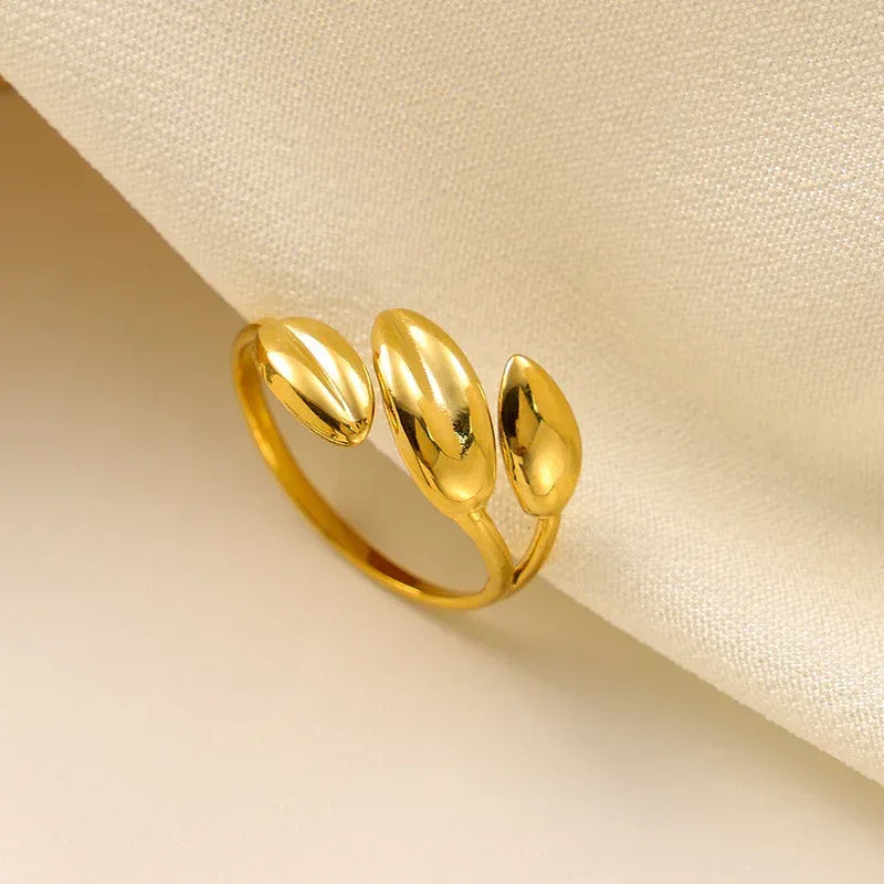 adjustable-titanium-steel-three-leaf-ring - Viexta