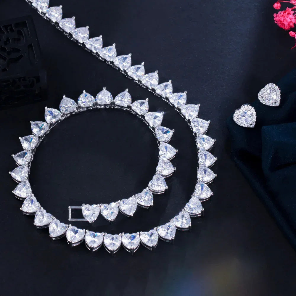 diamond-heart-shaped-zircon-necklace-and-earring - Viexta