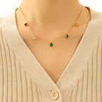 Colorful Zircon Pendant Clavicle Necklace - Viexta