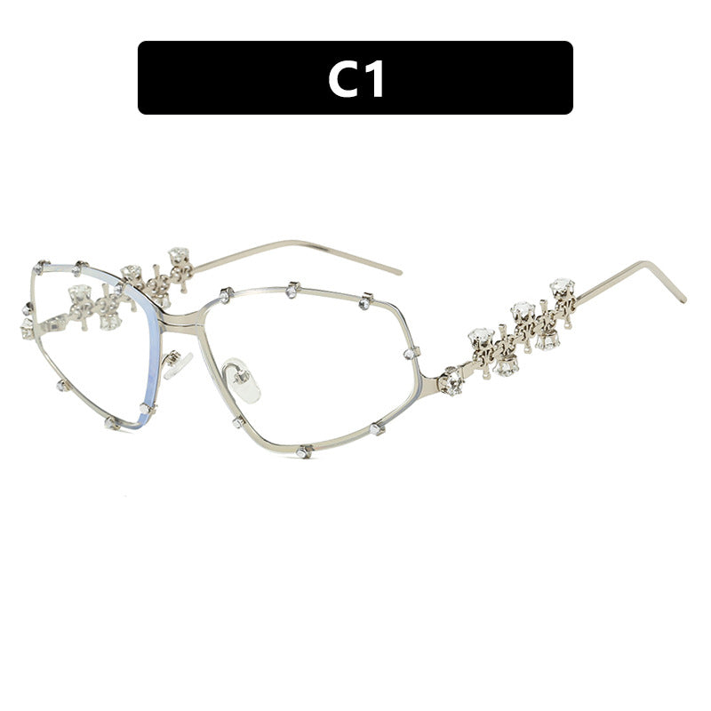 Diamond studded eyeglass frame