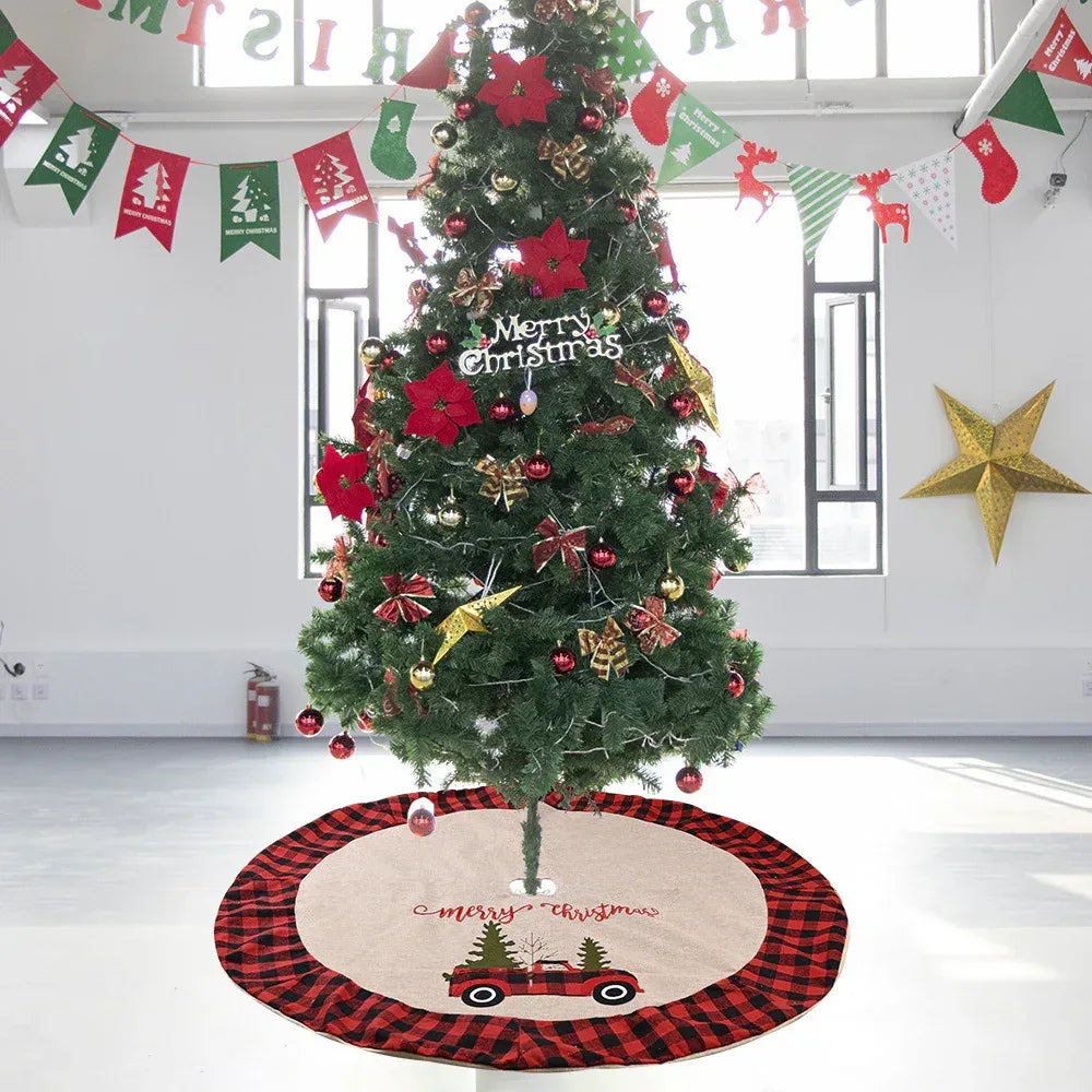 linen-tree-skirt-car-christmas-tree-120cm-christmas-decoration-tree - Viexta