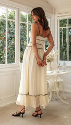 Spaghetti Strap Long Dresses With Bow Pleat - Viexta