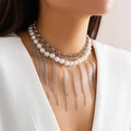 pearl-tassel-double-layer-retro-necklace - Viexta