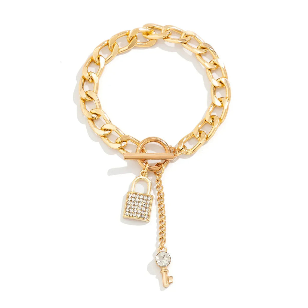 thick-chain-with-shiny-lock-and-key-pendant-necklace - Viexta
