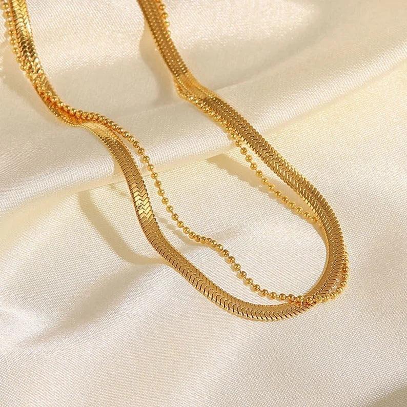 Snake Bones Double-circle Anklet - Viexta
