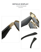 Polygonal Wide Metal Large Rim Sunglasses - Viexta