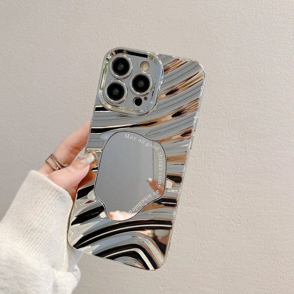 silver-water-ripple-mirror-iphone-case - Viexta
