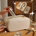 Three-layer Double Zipper U-shaped Cosmetic Bag - Viexta