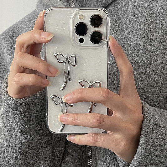 Niche Girl Metal Bow iPhone Case