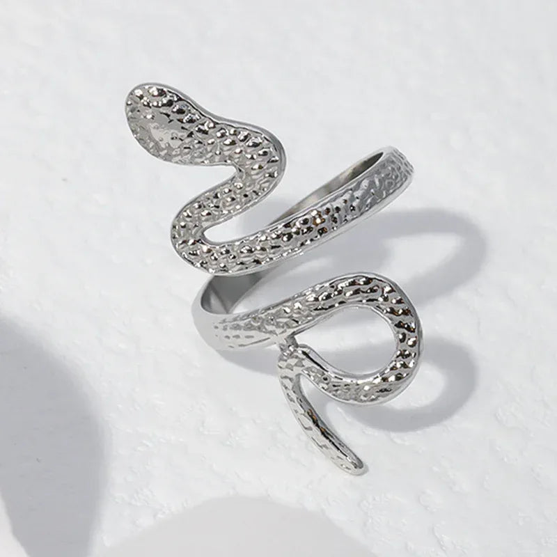 Stainless Steel Adjustable Opening Snake Ring - Viexta