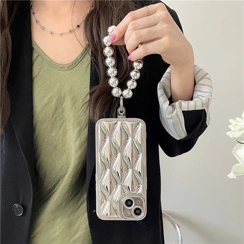 Silver Electroplated Solid Color Chain iPhone Case - Viexta