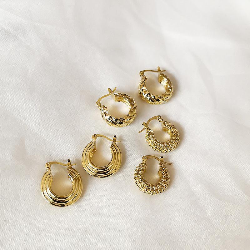 Golden round diamond Hoops - Viexta
