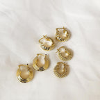 Golden round diamond Hoops - Viexta