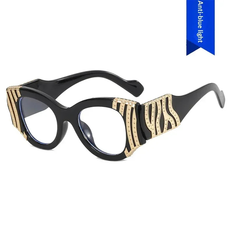 Personalized Heavy-metal-style Plain Glasses With Blue-light Protection - Viexta