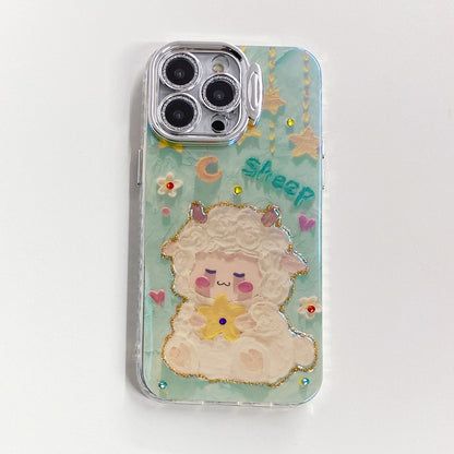 Blue Light Epoxy Sheep Silicone iPhone Case