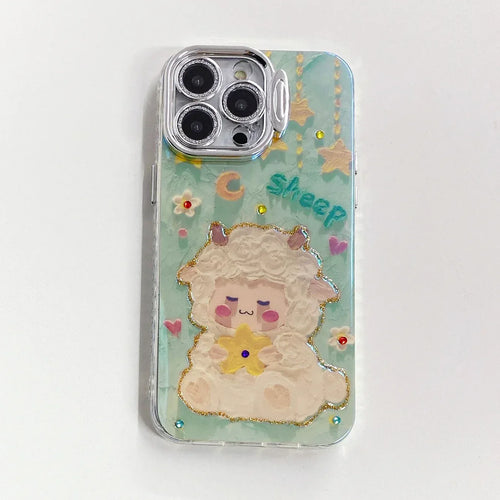 Blue Light Epoxy Sheep Silicone iPhone Case - Viexta