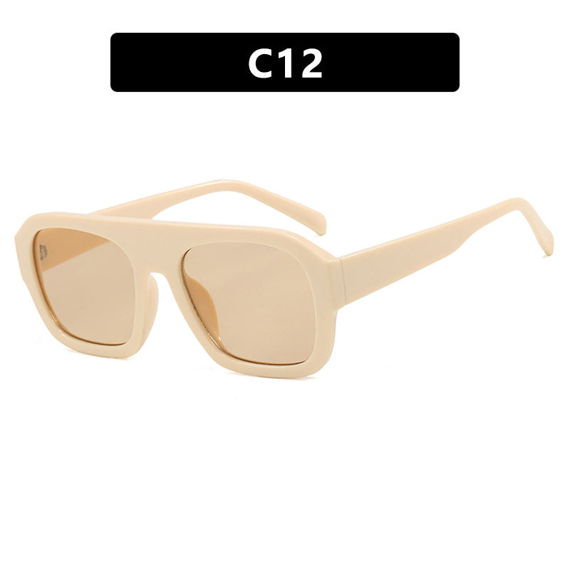 Single beam large frame square sunglasses, new personalized sunglasses, cross-border sunglasses, women's Instagram, same trend