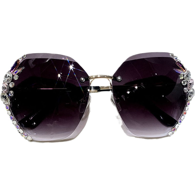 Vintage Rimless Rhinestone Sunglasses
