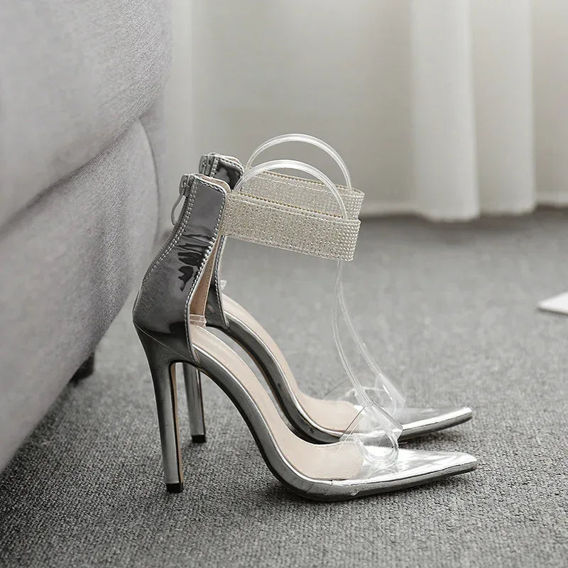 Rhinestone pointed sandals - Viexta