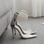 Rhinestone pointed sandals