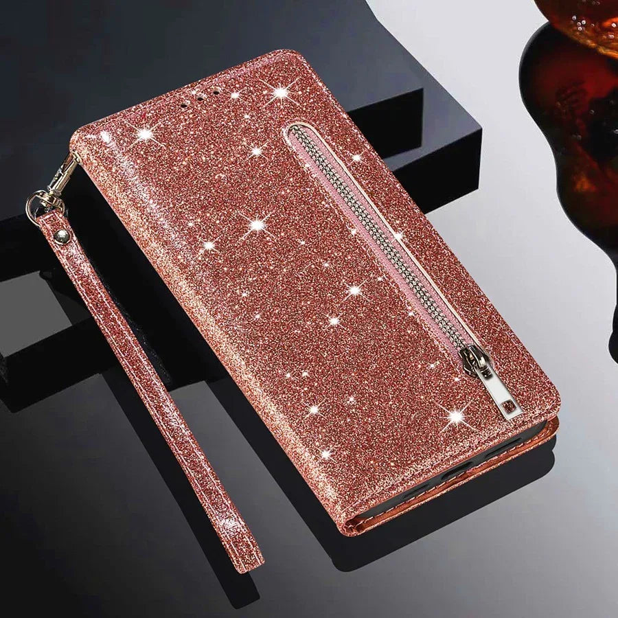 Zipper Shiny Leather iPhone Case - Viexta