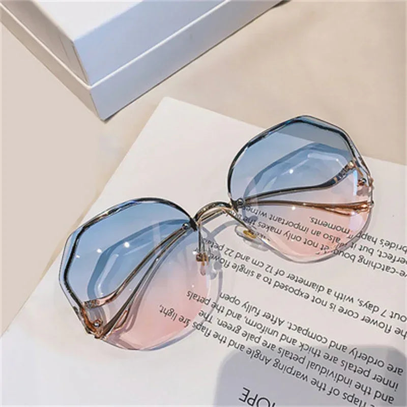 womens-temperament-anti-uv-rimless-glasses - Viexta