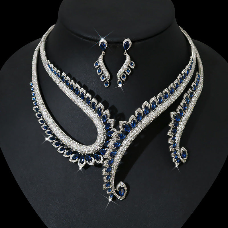 ins-wind-zircon-necklace-earring-set