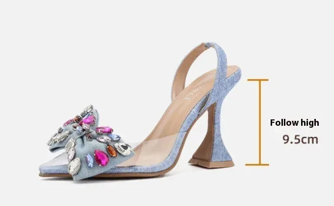 Women's Fashion Pointed Toe Rhinestone Heels - Viexta