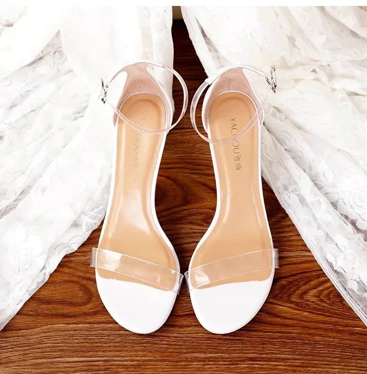 Leather Strap Transparent High Heel - Viexta