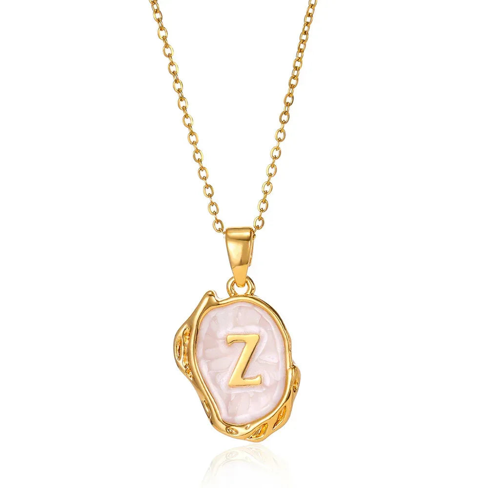 Simple 26 Letters Drop Oil Three-dimensional Necklace - Viexta