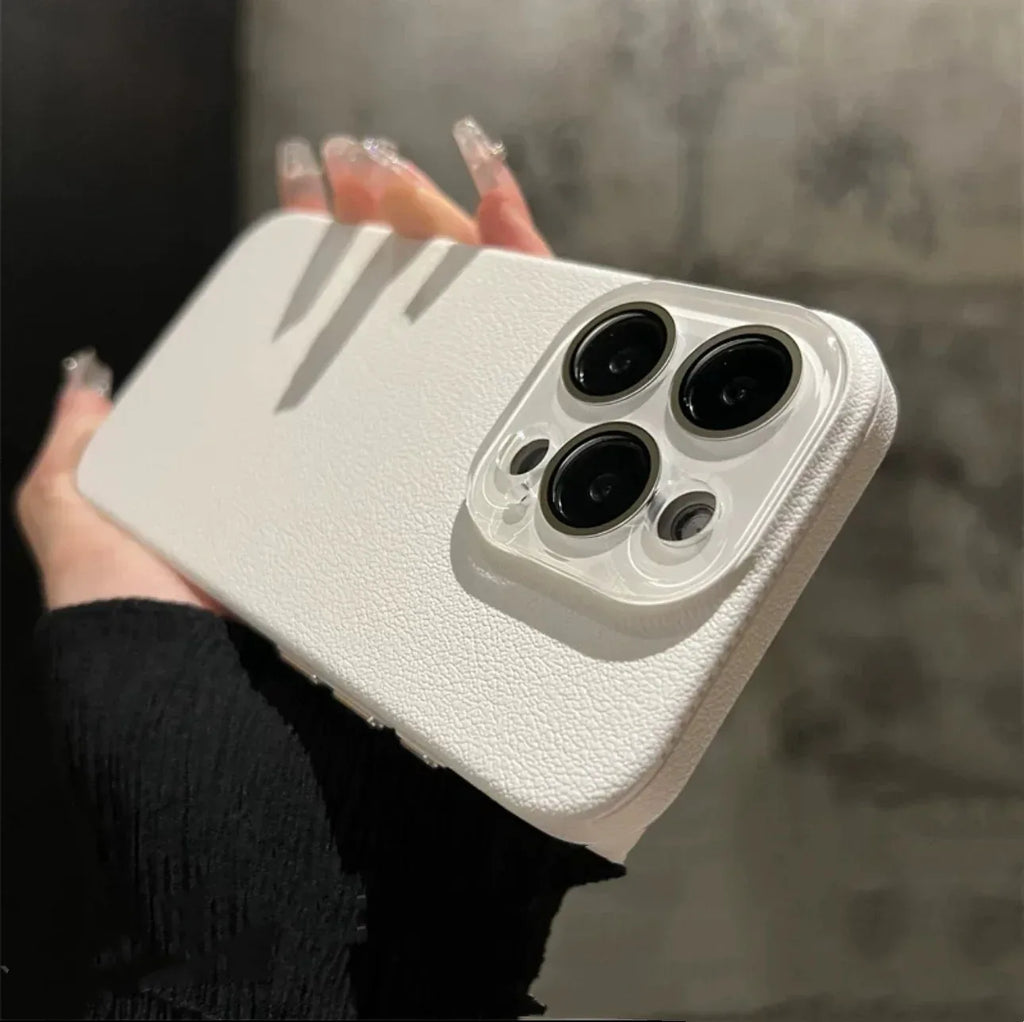 Solid Color Frosted Leather Crystal iPhone Case - Viexta