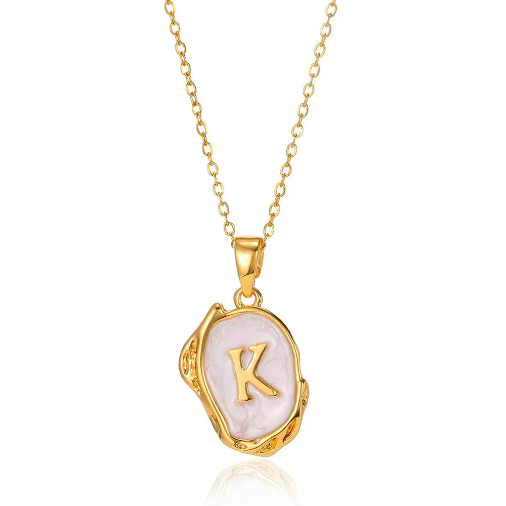 Simple 26 Letters Drop Oil Three-dimensional Necklace - Viexta