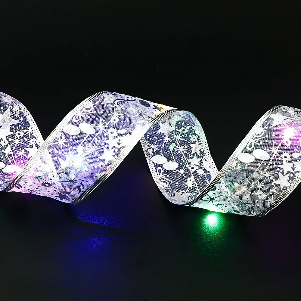 Fairy Lights String Christmas Ribbon Bow Tie - Viexta