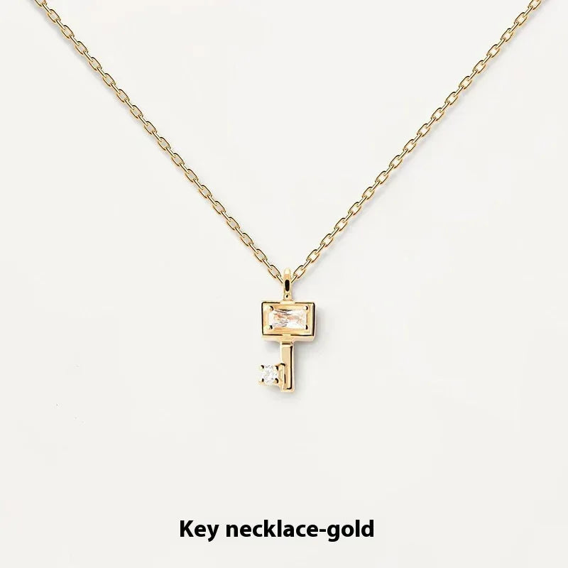 S925 Sterling Silver Locke & Key Necklace - Viexta