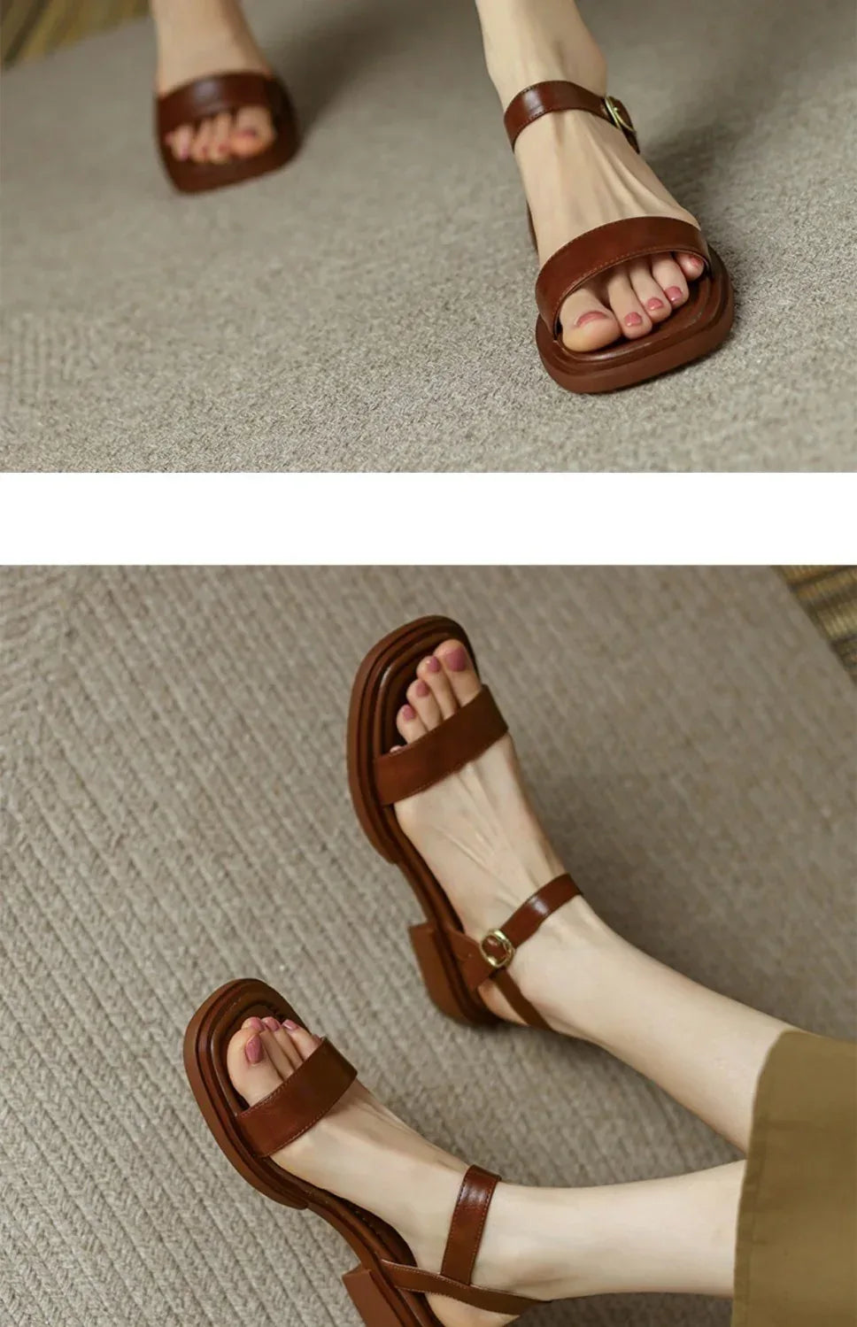 Summer Flat Soft Sole Leather French Sandals - Viexta