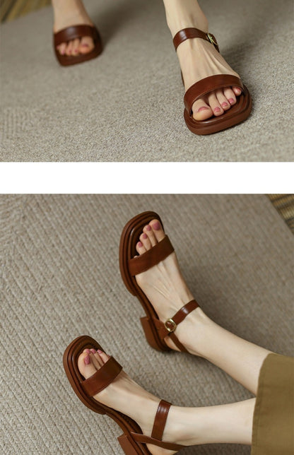 Summer Flat Soft Sole Leather French Sandals