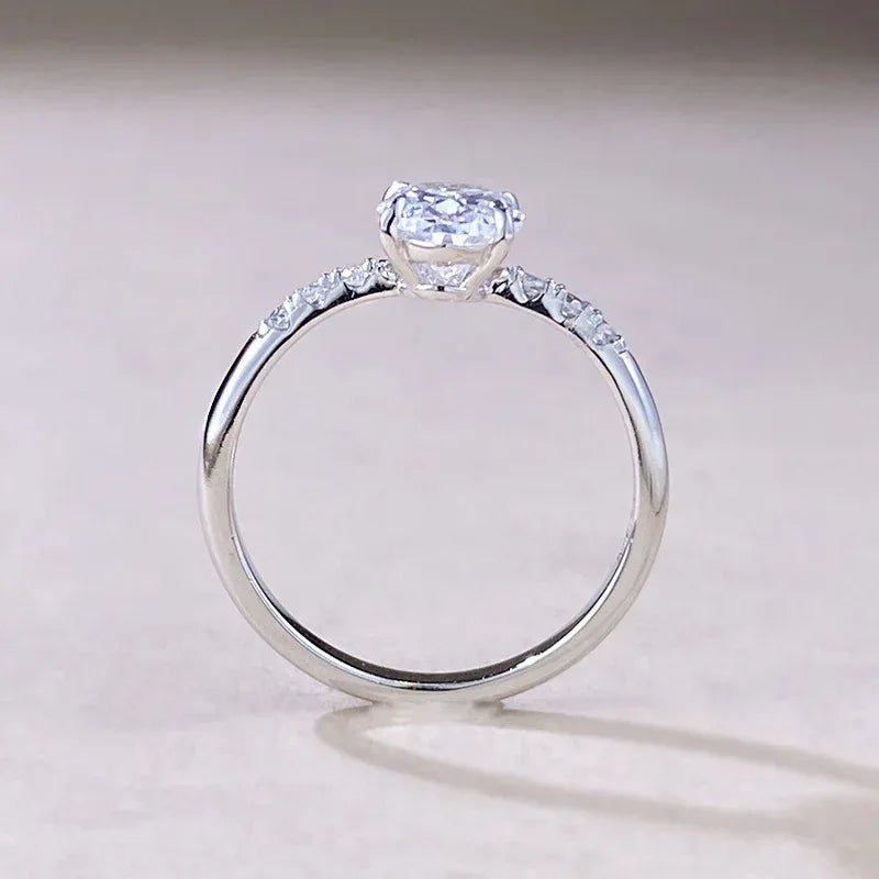 S925 Sterling Silver Minimalist Big Diamond Ring - Viexta