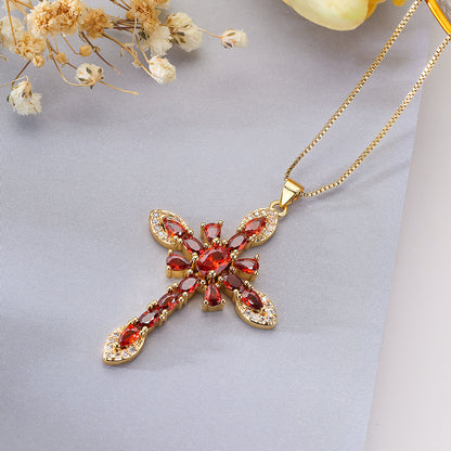 European Exquisite 18K Gold Zircon Necklace