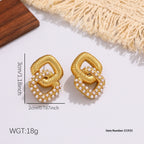 Niche Diamond-encrusted Drop Earrings In Titanium Steel